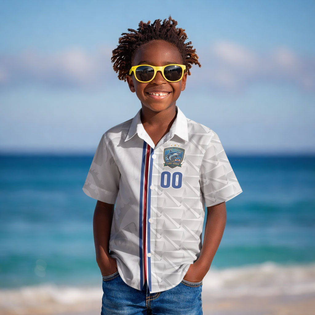 Cabo Verde Kopa di Mundu Custom Kid Hawaiian Shirt Atlantic Waves White Edition