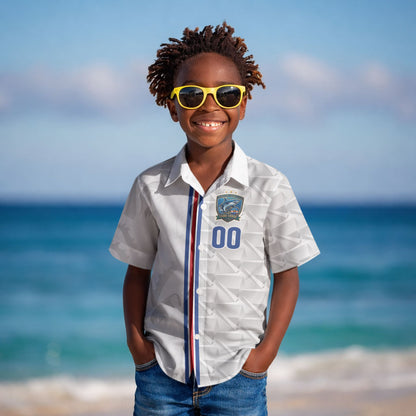 Cabo Verde Kopa di Mundu Custom Kid Hawaiian Shirt Atlantic Waves White Edition