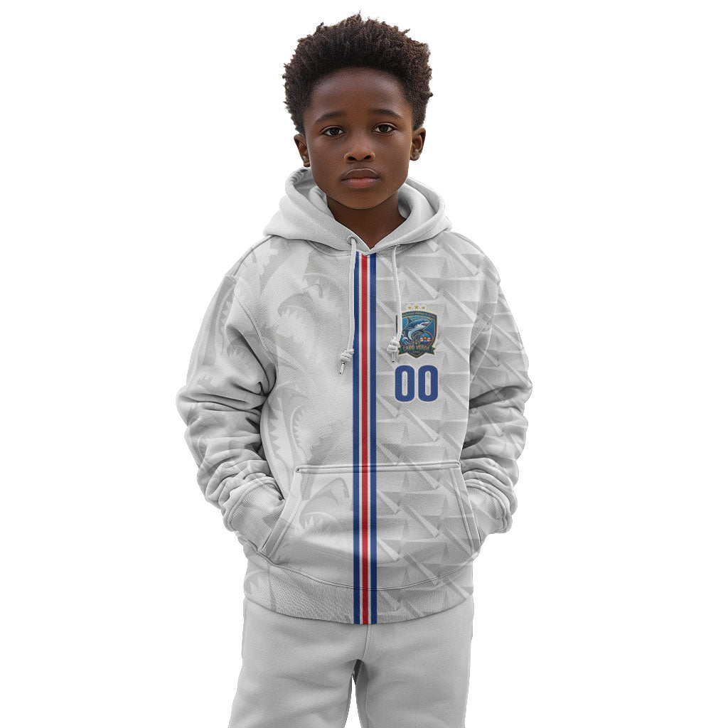 Cabo Verde Kopa di Mundu Custom Kid Hoodie Atlantic Waves White Edition