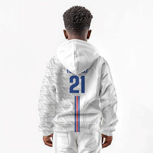 Cabo Verde Kopa di Mundu Custom Kid Hoodie Atlantic Waves White Edition
