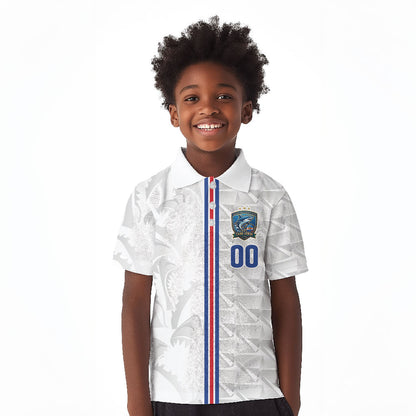 Cabo Verde Kopa di Mundu Custom Kid Polo Shirt Atlantic Waves White Edition