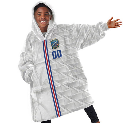 Cabo Verde Kopa di Mundu Custom Kid Wearable Blanket Hoodie Atlantic Waves White Edition