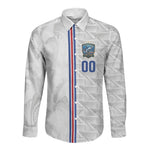 Cabo Verde Kopa di Mundu Custom Long Sleeve Button Shirt Atlantic Waves White Edition