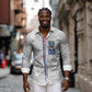 Cabo Verde Kopa di Mundu Custom Long Sleeve Button Shirt Atlantic Waves White Edition