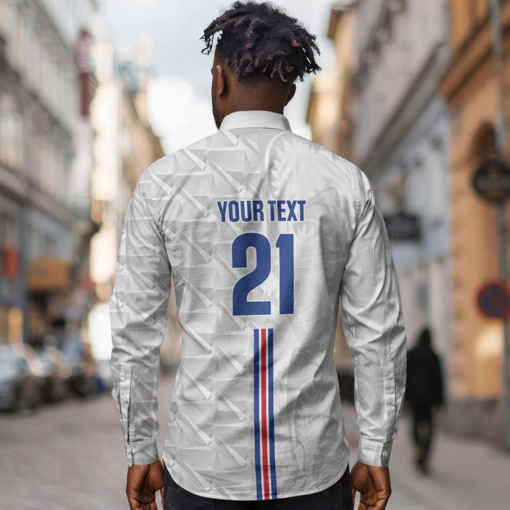 Cabo Verde Kopa di Mundu Custom Long Sleeve Button Shirt Atlantic Waves White Edition