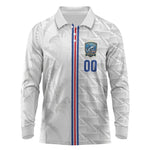 Cabo Verde Kopa di Mundu Custom Long Sleeve Polo Shirt Atlantic Waves White Edition