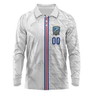 Cabo Verde Kopa di Mundu Custom Long Sleeve Polo Shirt Atlantic Waves White Edition