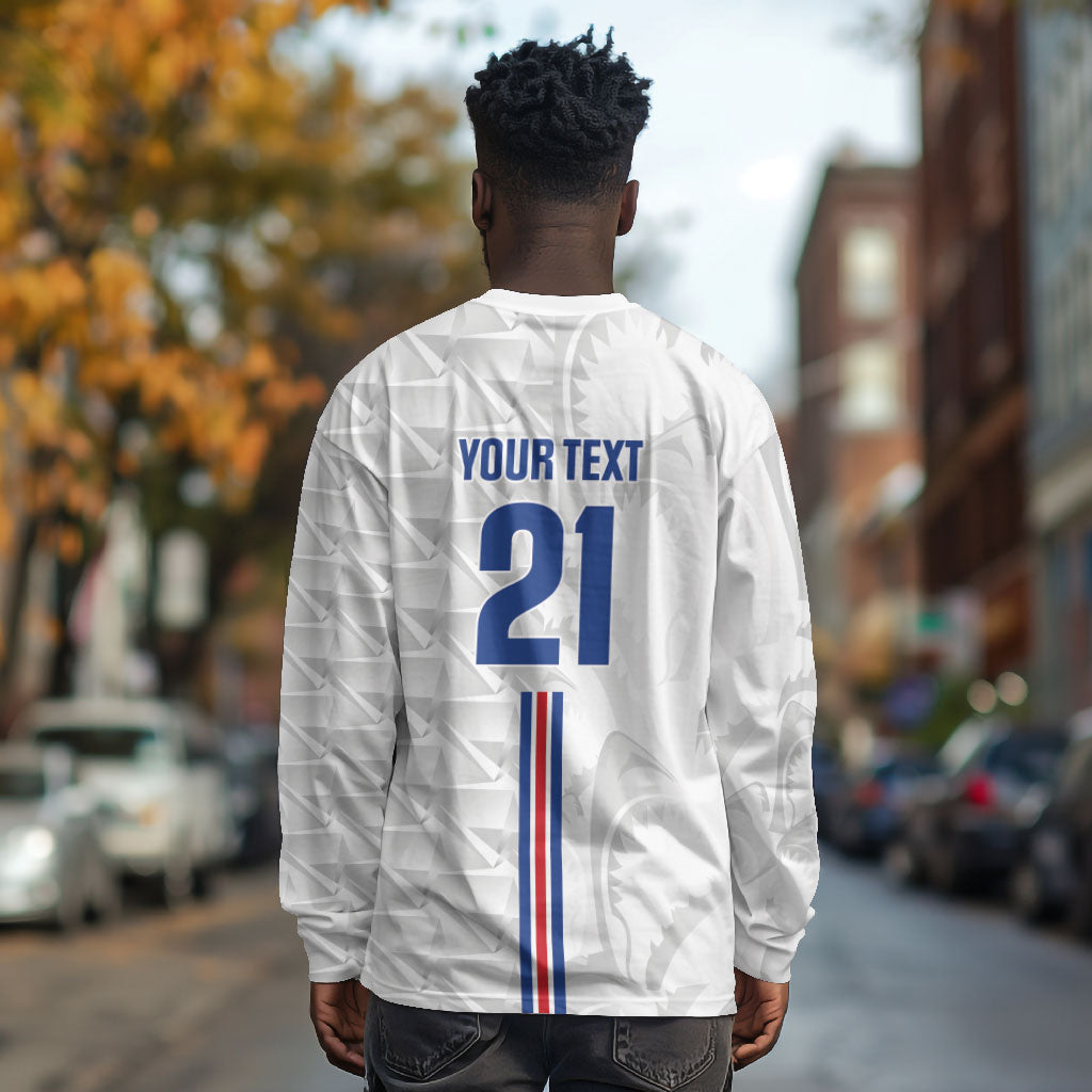 Cabo Verde Kopa di Mundu Custom Long Sleeve Shirt Atlantic Waves White Edition