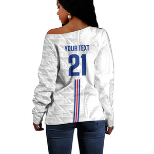 Cabo Verde Kopa di Mundu Custom Off Shoulder Sweater Atlantic Waves White Edition