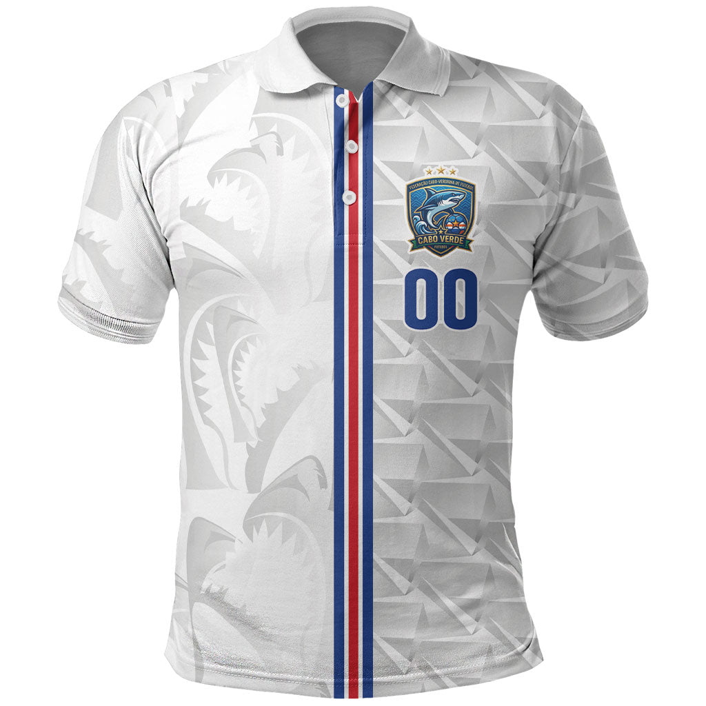Cabo Verde Kopa di Mundu Custom Polo Shirt Atlantic Waves White Edition