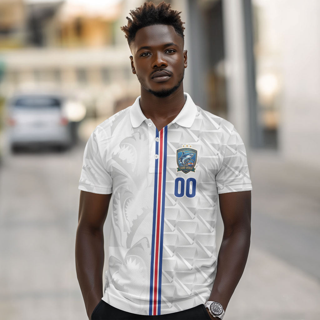 Cabo Verde Kopa di Mundu Custom Polo Shirt Atlantic Waves White Edition