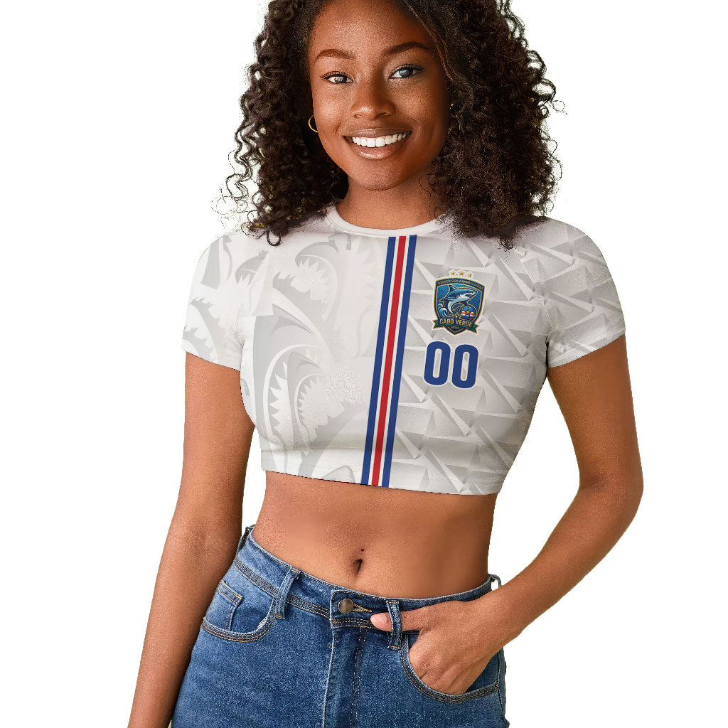 Cabo Verde Kopa di Mundu Custom Raglan Cropped T shirt Atlantic Waves White Edition