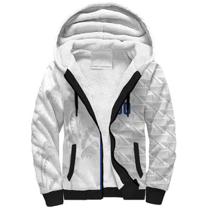 Cabo Verde Kopa di Mundu Custom Sherpa Hoodie Atlantic Waves White Edition