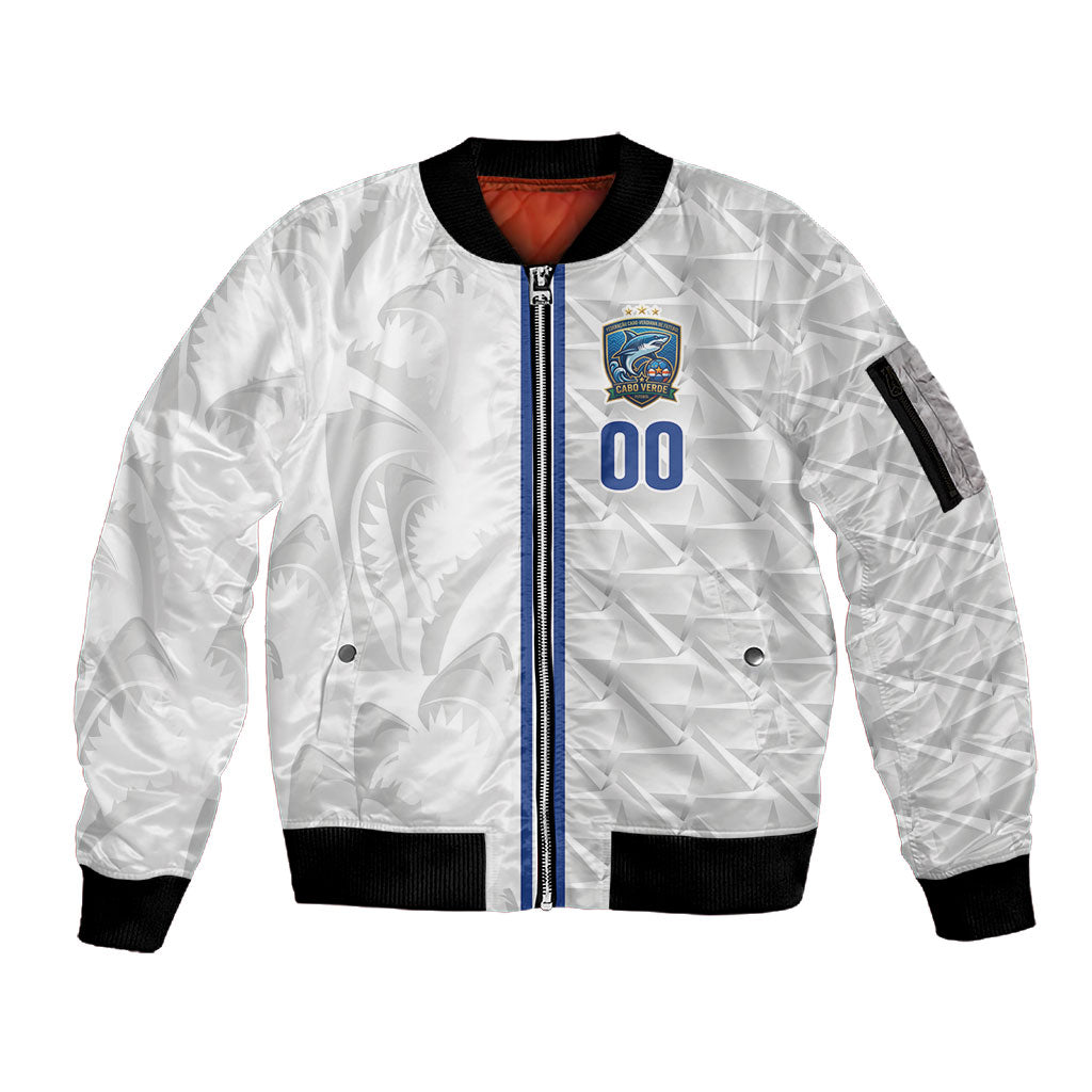 Cabo Verde Kopa di Mundu Custom Sleeve Zip Bomber Jacket Atlantic Waves White Edition