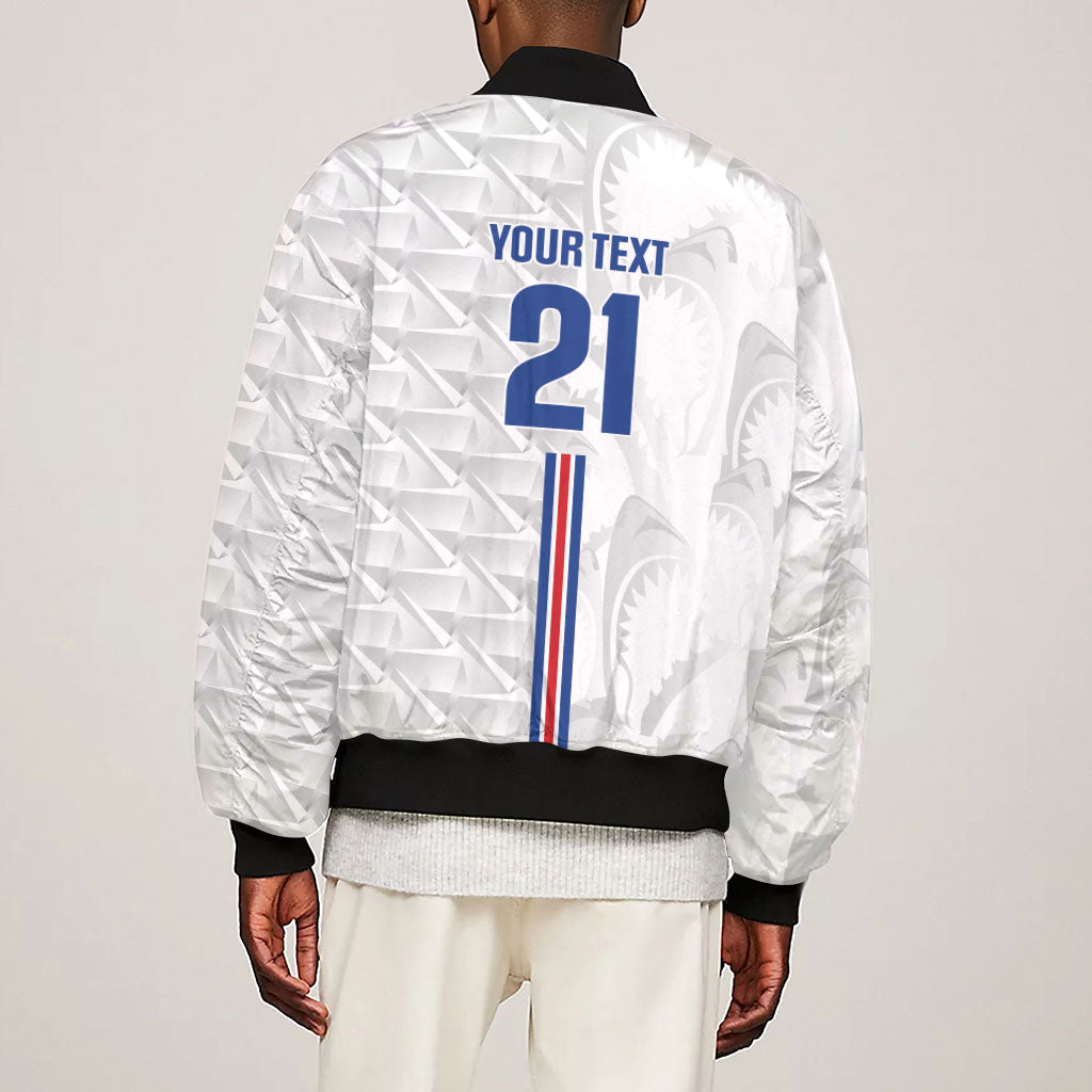 Cabo Verde Kopa di Mundu Custom Sleeve Zip Bomber Jacket Atlantic Waves White Edition