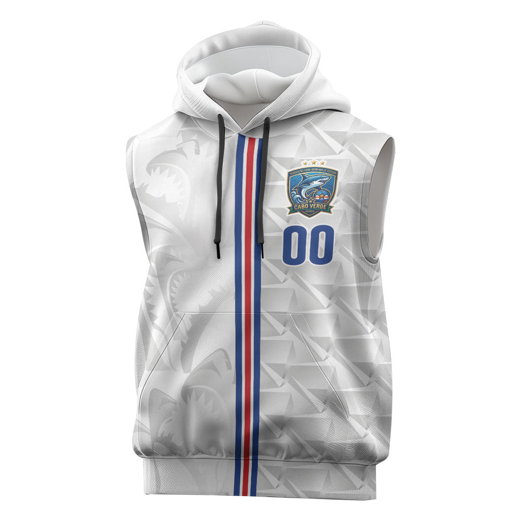 Cabo Verde Kopa di Mundu Custom Sleeveless Hoodie Atlantic Waves White Edition