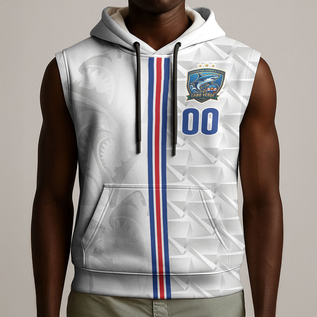 Cabo Verde Kopa di Mundu Custom Sleeveless Hoodie Atlantic Waves White Edition