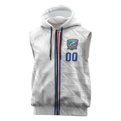 Cabo Verde Kopa di Mundu Custom Sleeveless Zip Hoodie Atlantic Waves White Edition
