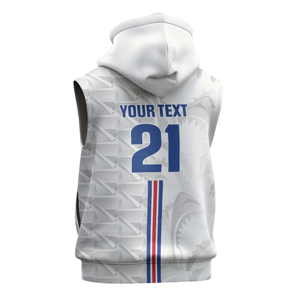Cabo Verde Kopa di Mundu Custom Sleeveless Zip Hoodie Atlantic Waves White Edition