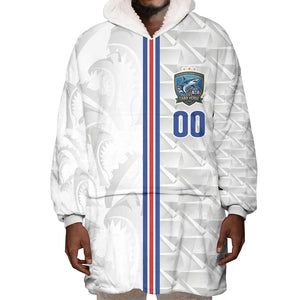 Cabo Verde Kopa di Mundu Custom Wearable Blanket Hoodie Atlantic Waves White Edition