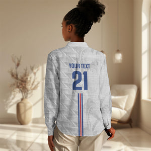 Cabo Verde Kopa di Mundu Custom Women Casual Shirt Atlantic Waves White Edition