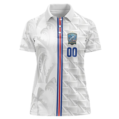 Cabo Verde Kopa di Mundu Custom Women Polo Shirt Atlantic Waves White Edition