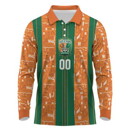 Cote d'Ivoire N'glo Wa Klo Custom Long Sleeve Polo Shirt Baoule Textile Edition