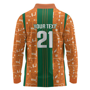 Cote d'Ivoire N'glo Wa Klo Custom Long Sleeve Polo Shirt Baoule Textile Edition