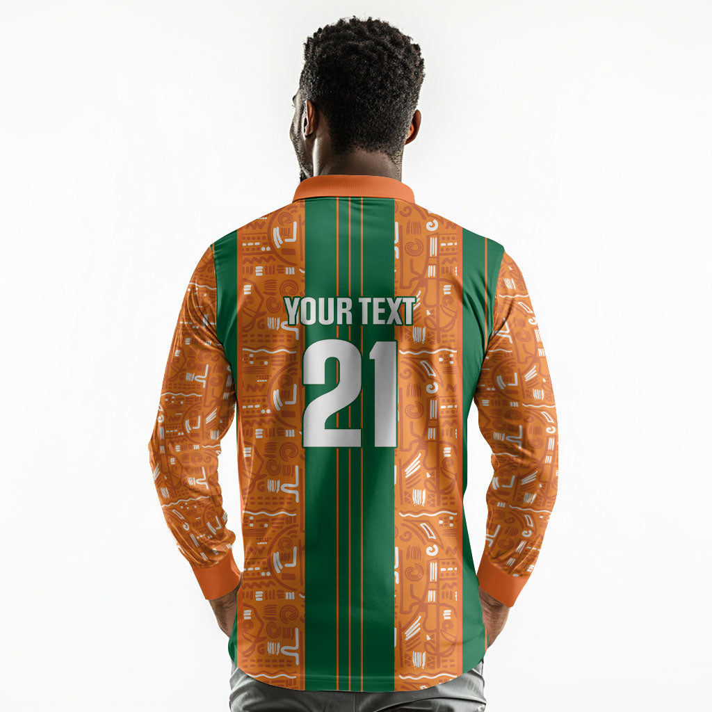 Cote d'Ivoire N'glo Wa Klo Custom Long Sleeve Polo Shirt Baoule Textile Edition