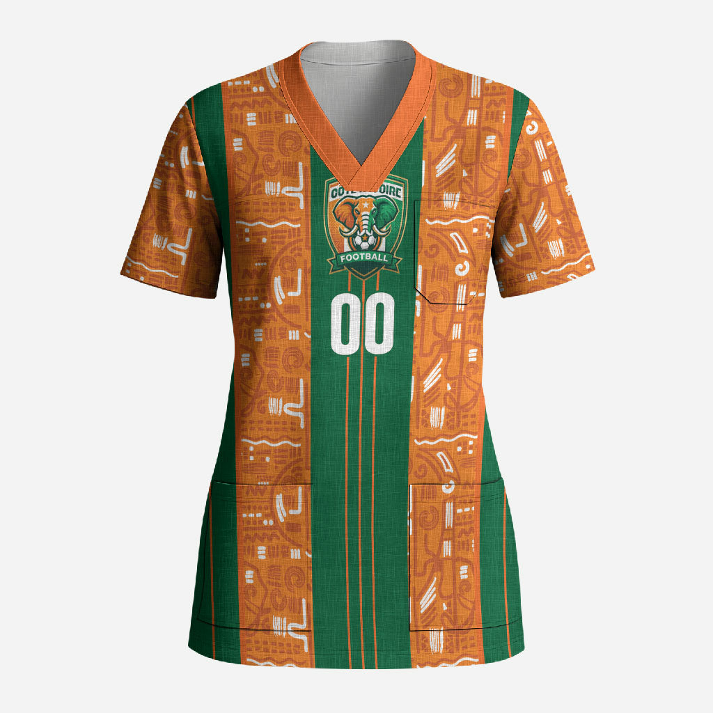 Cote d'Ivoire N'glo Wa Klo Custom Scrub Top Baoule Textile Edition
