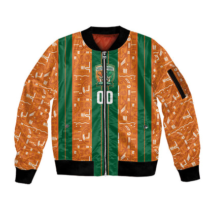 Cote d'Ivoire N'glo Wa Klo Custom Sleeve Zip Bomber Jacket Baoule Textile Edition