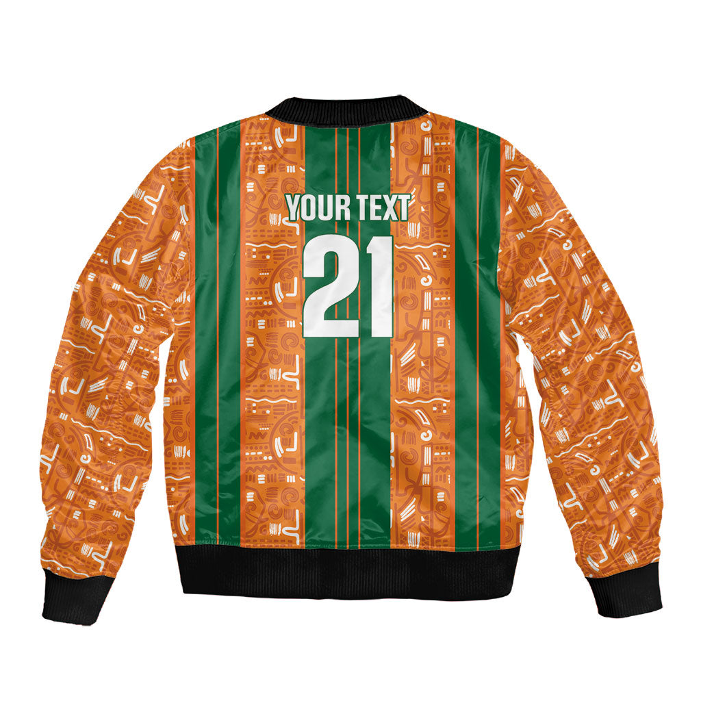 Cote d'Ivoire N'glo Wa Klo Custom Sleeve Zip Bomber Jacket Baoule Textile Edition