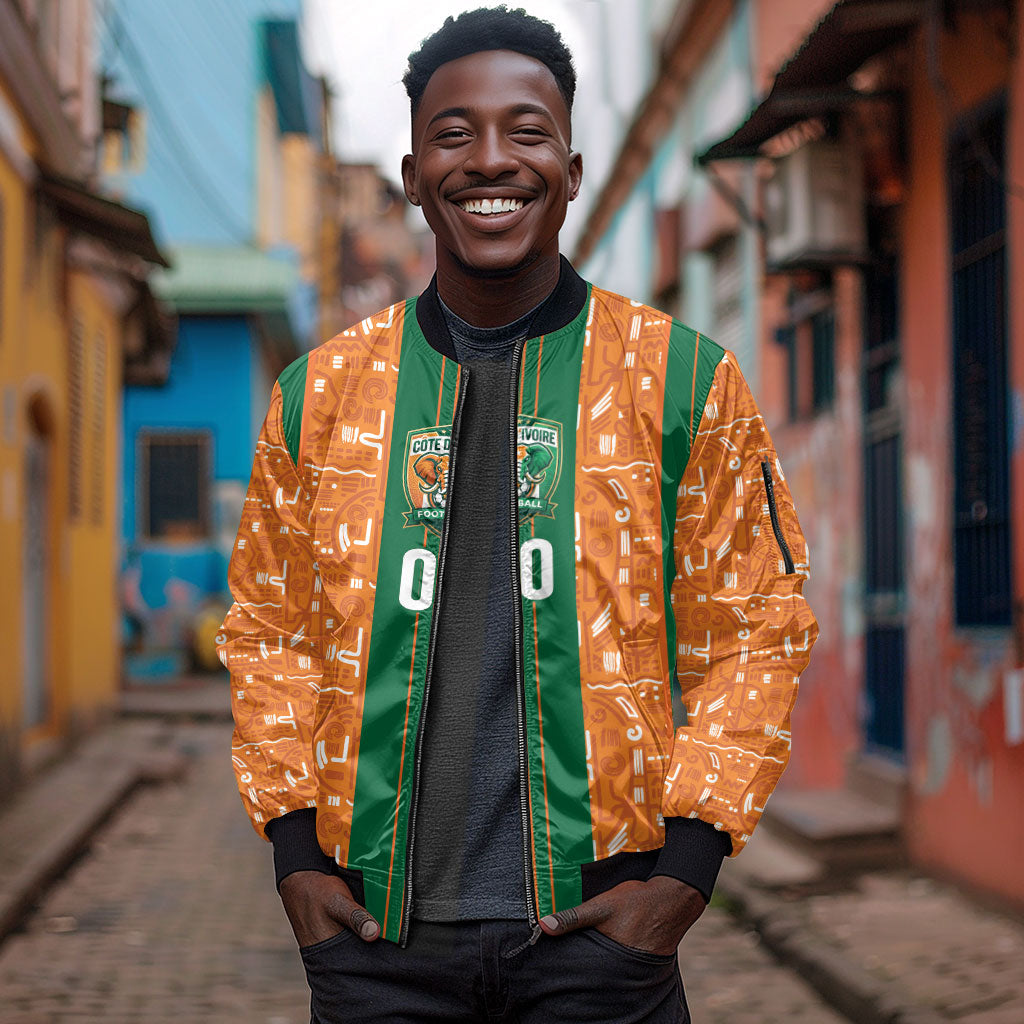 Cote d'Ivoire N'glo Wa Klo Custom Sleeve Zip Bomber Jacket Baoule Textile Edition