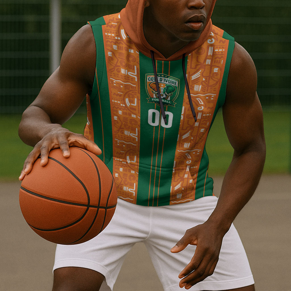 Cote d'Ivoire N'glo Wa Klo Custom Sleeveless Hoodie Baoule Textile Edition