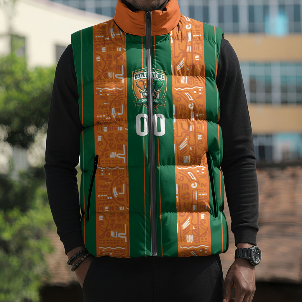 Cote d'Ivoire N'glo Wa Klo Custom Sleeveless Puffer Jacket Baoule Textile Edition