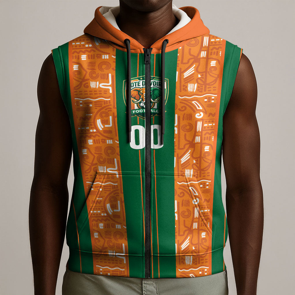 Cote d'Ivoire N'glo Wa Klo Custom Sleeveless Zip Hoodie Baoule Textile Edition
