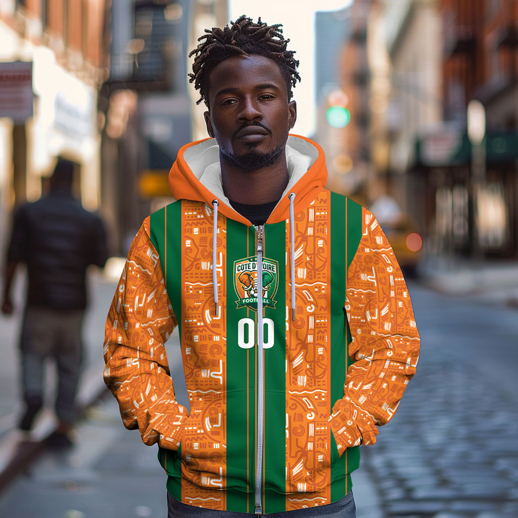 Cote d'Ivoire N'glo Wa Klo Custom Zip Hoodie Baoule Textile Edition