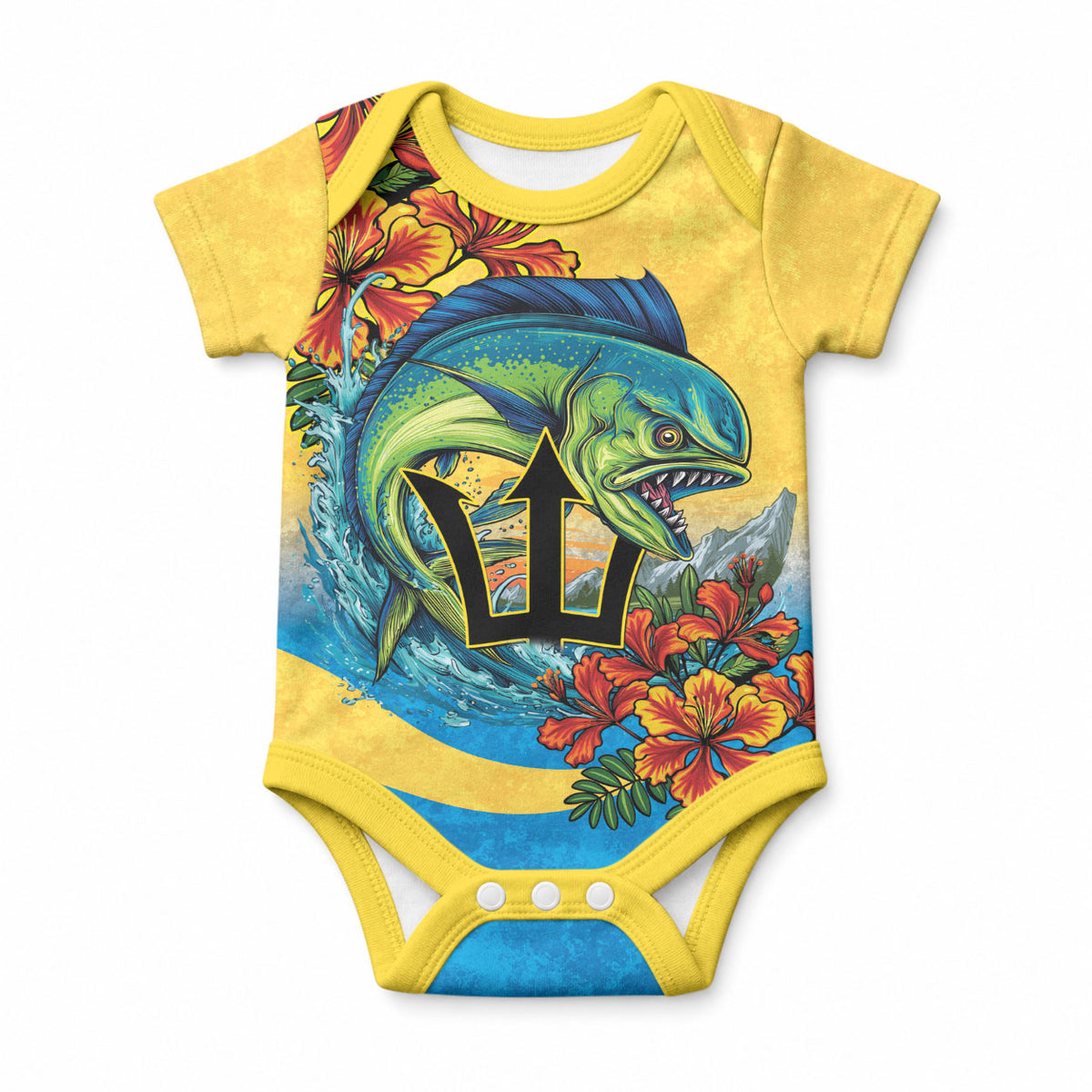 Black Barbadians Mahi-mahi Trident Baby Onesie