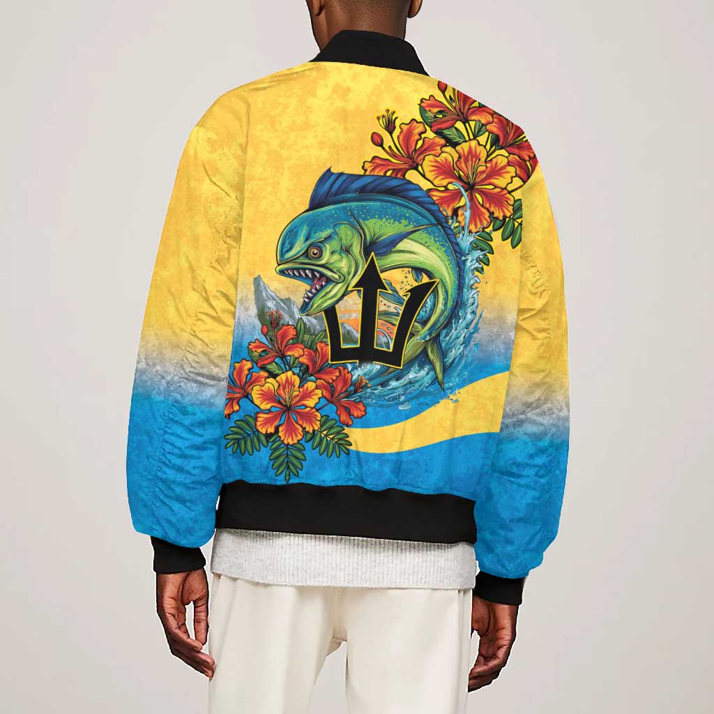 Black Barbadians Mahi-mahi Trident Bomber Jacket - African Pride