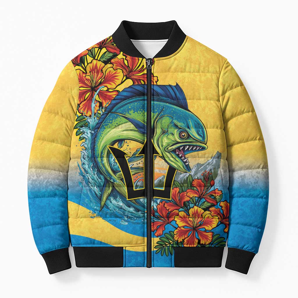 Black Barbadians Mahi-mahi Trident Bomber Puffer Jacket