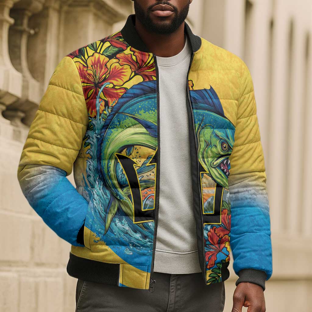 Black Barbadians Mahi-mahi Trident Bomber Puffer Jacket