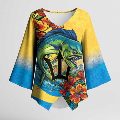 Black Barbadians Mahi-mahi Trident Kimono Sleeve Blouse