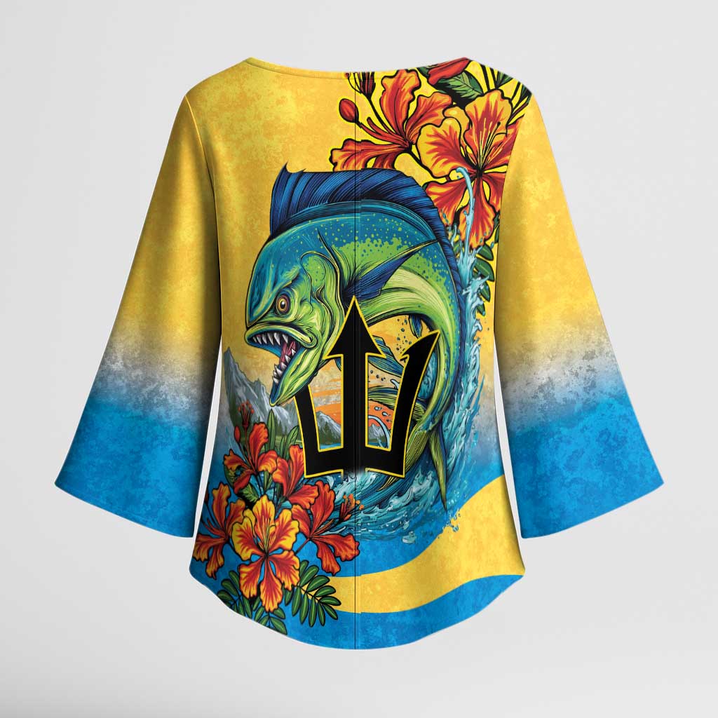 Black Barbadians Mahi-mahi Trident Kimono Sleeve Blouse