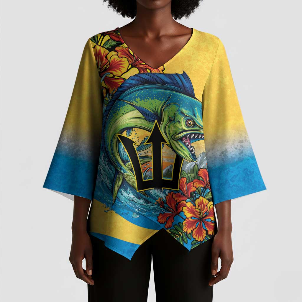 Black Barbadians Mahi-mahi Trident Kimono Sleeve Blouse