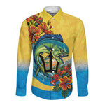 Black Barbadians Mahi-mahi Trident Long Sleeve Button Shirt - African Pride