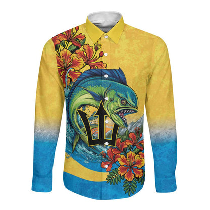 Black Barbadians Mahi-mahi Trident Long Sleeve Button Shirt - African Pride