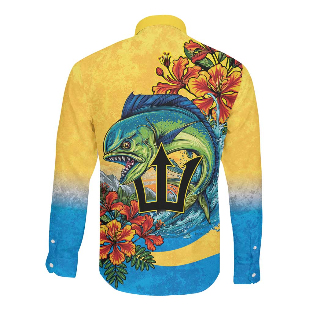 Black Barbadians Mahi-mahi Trident Long Sleeve Button Shirt - African Pride