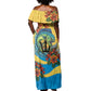 Black Barbadians Mahi-mahi Trident Off Shoulder Maxi Dress - African Pride