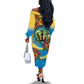 Black Barbadians Mahi-mahi Trident Off The Shoulder Long Sleeve Dress - African Pride