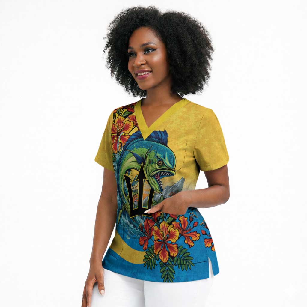 Black Barbadians Mahi-mahi Trident Scrub Top